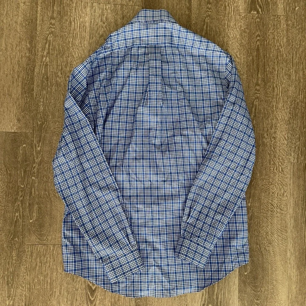 Polo Ralph Lauren Long Sleeve Button Down Easy Care Men's M Blue White‎ Plaid